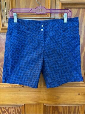adidas Women's Navy Blue Geometric Flat Front Shorts